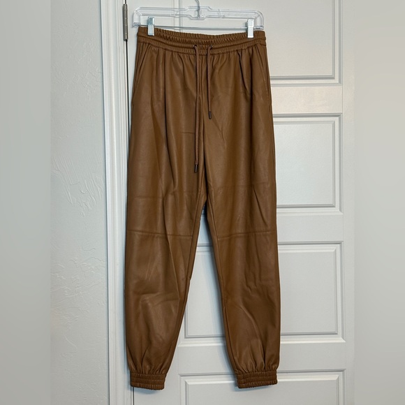 zara tan faux leather joggers - Picture 7 of 9